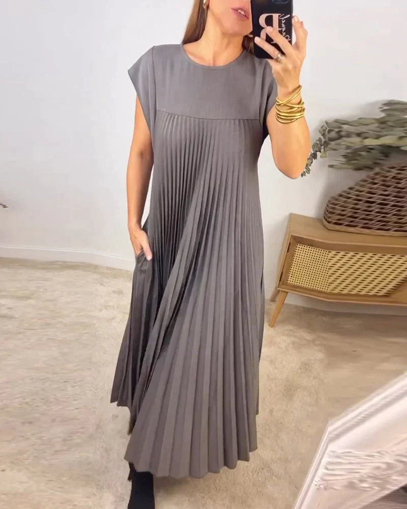 Iru Elevated Sleeveless Pleated Dress Statement Occasion Edit
