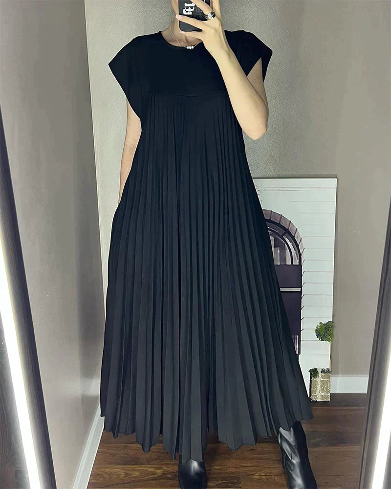 Simona Exclusive Sleeveless Dress with Pleats Evening Wear Edit