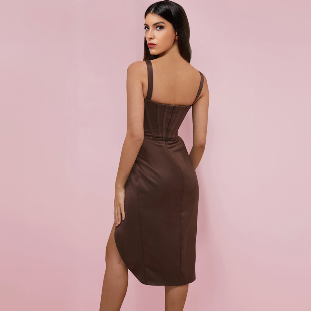 Strappy Sleeveless Frill Midi Bodycon Dress FP21509