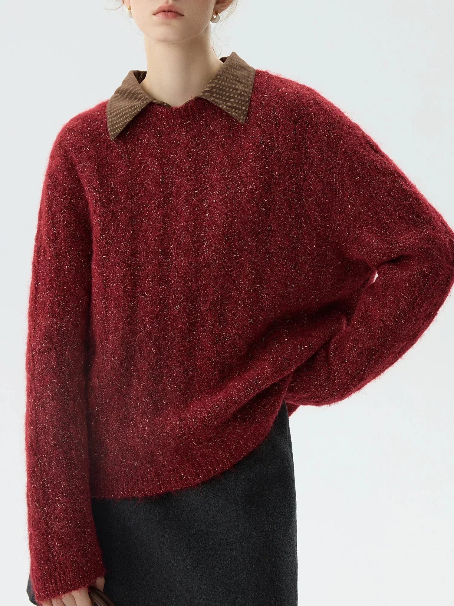 New Year's Red Round Neck Loose Sweater