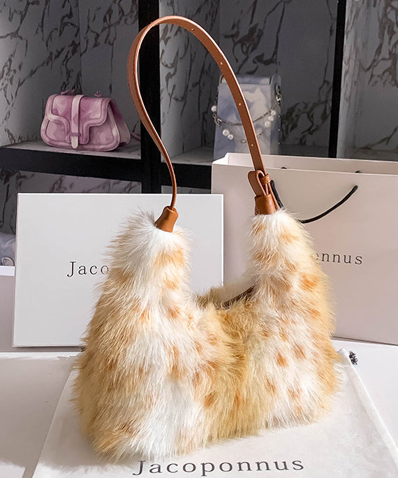 Spotted Fuzzy Faux Fur Shoulder Bag 4