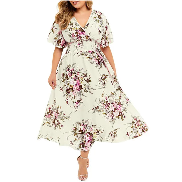 Criselda Long Dress Made of Floral Chiffon for Women Streetwear Style
