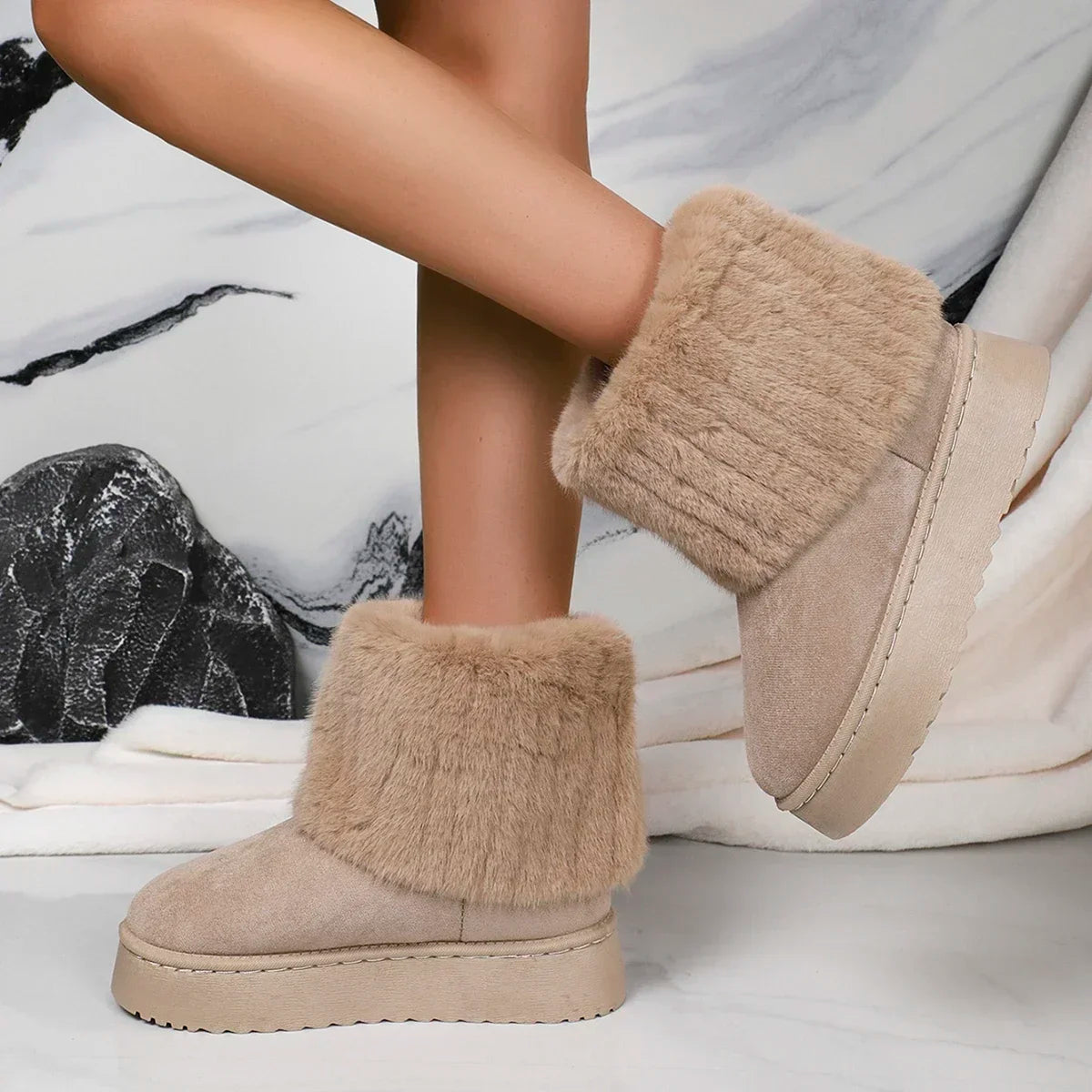 Round Toe Warm Thickened Plush Midcalf Thick Sole Snow Boot
