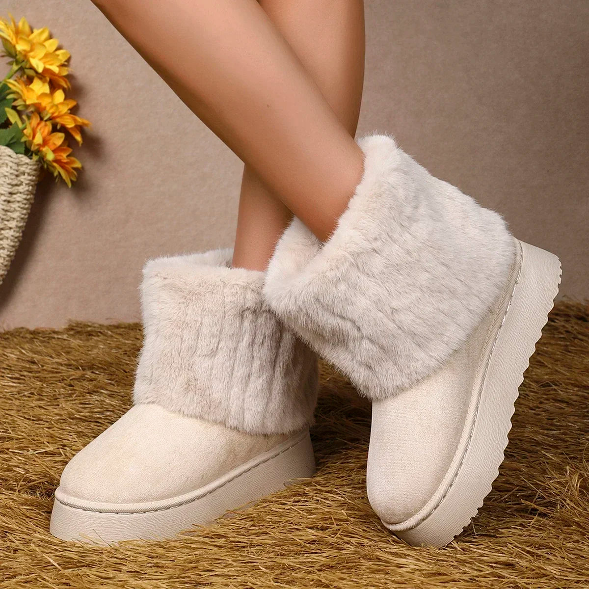 Round Toe Warm Thickened Plush Midcalf Thick Sole Snow Boot