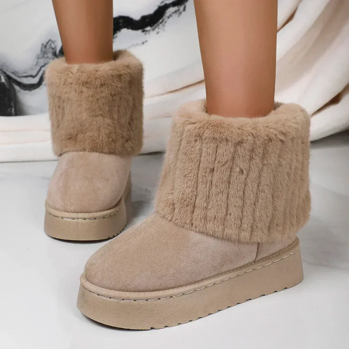Round Toe Warm Thickened Plush Midcalf Thick Sole Snow Boot