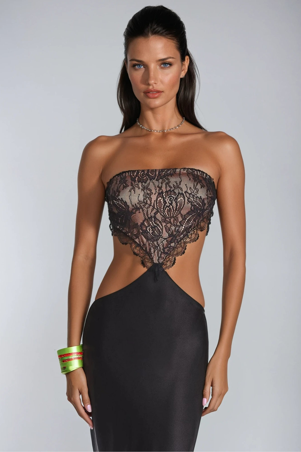 Federica Strapless Deconstruct Lace Maxi Dress
