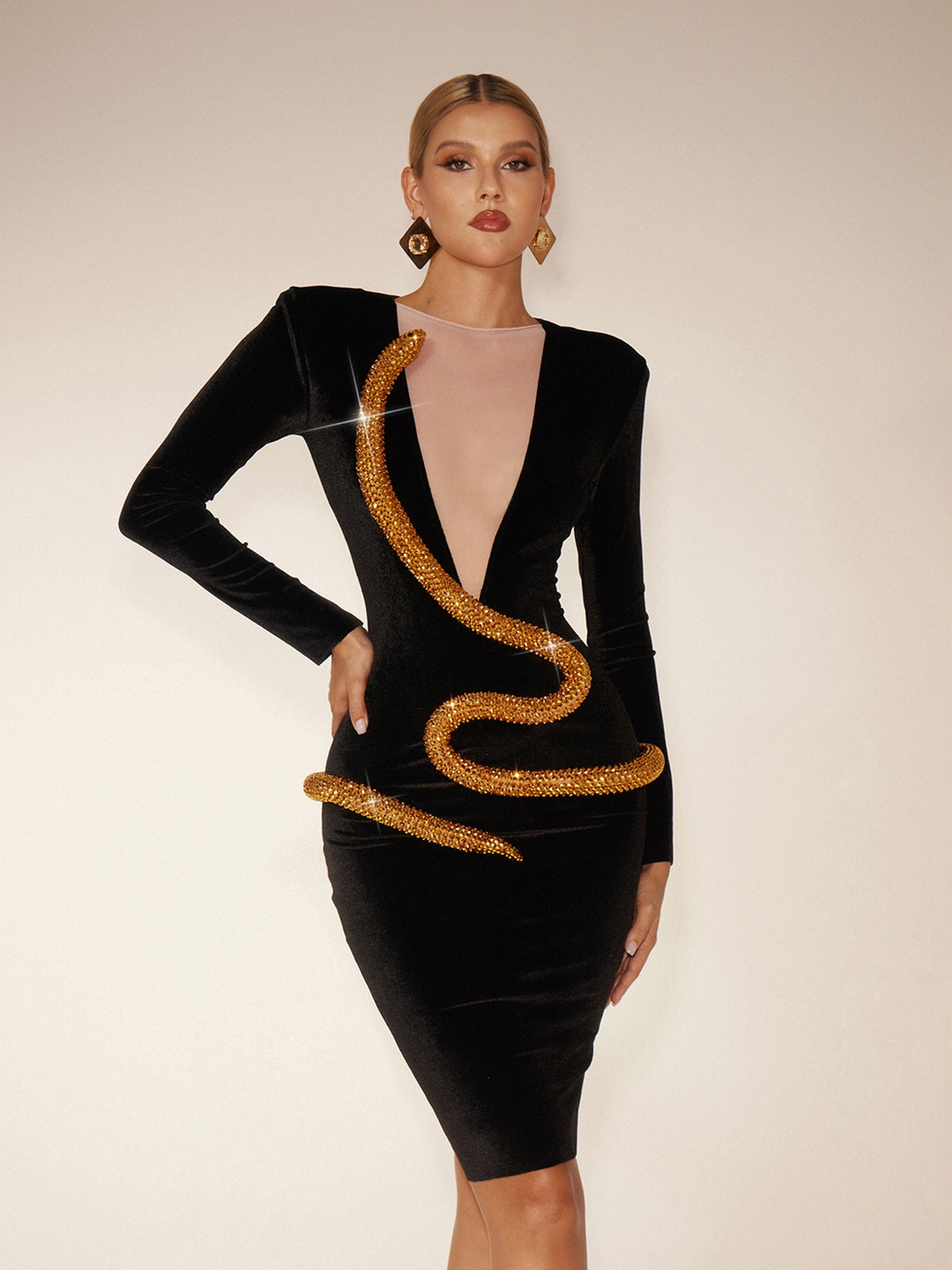 Diamond Snake Velvet Mini Dress