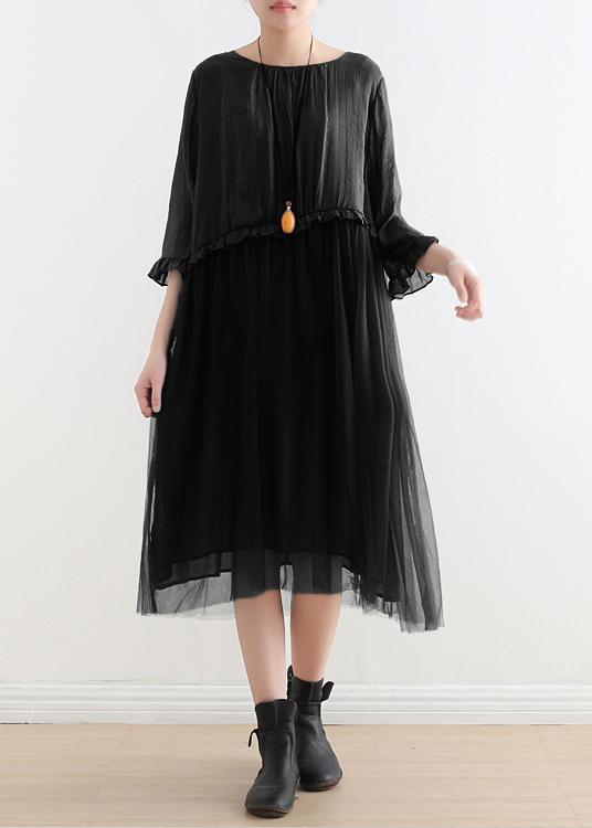 Fitted Green Patchwork tulle Summer Chiffon Dress