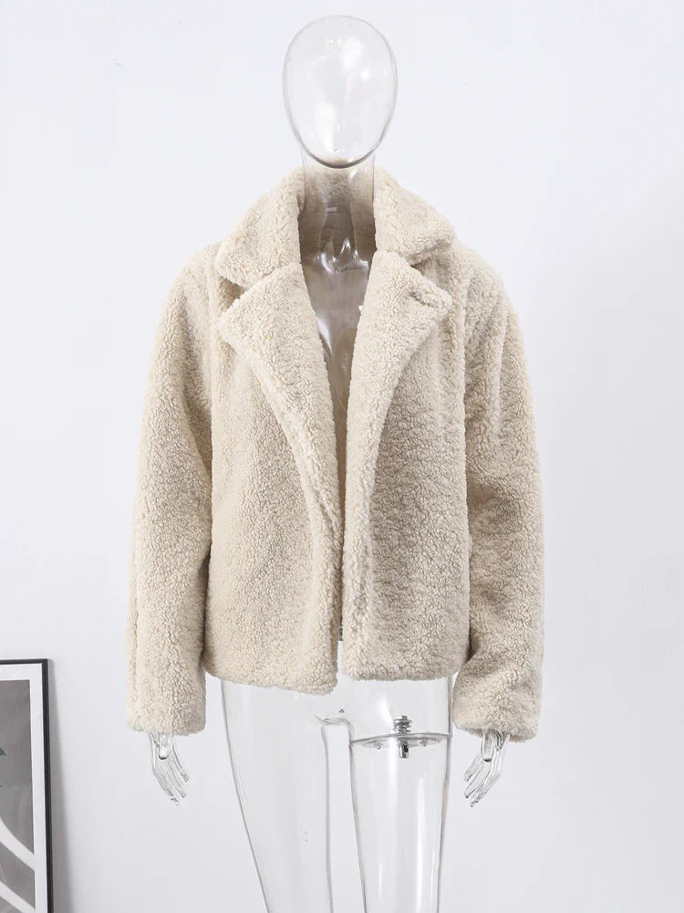 Flannel Winter New Loose Long Thick Warm Plush Elegant Allmatch Coat
