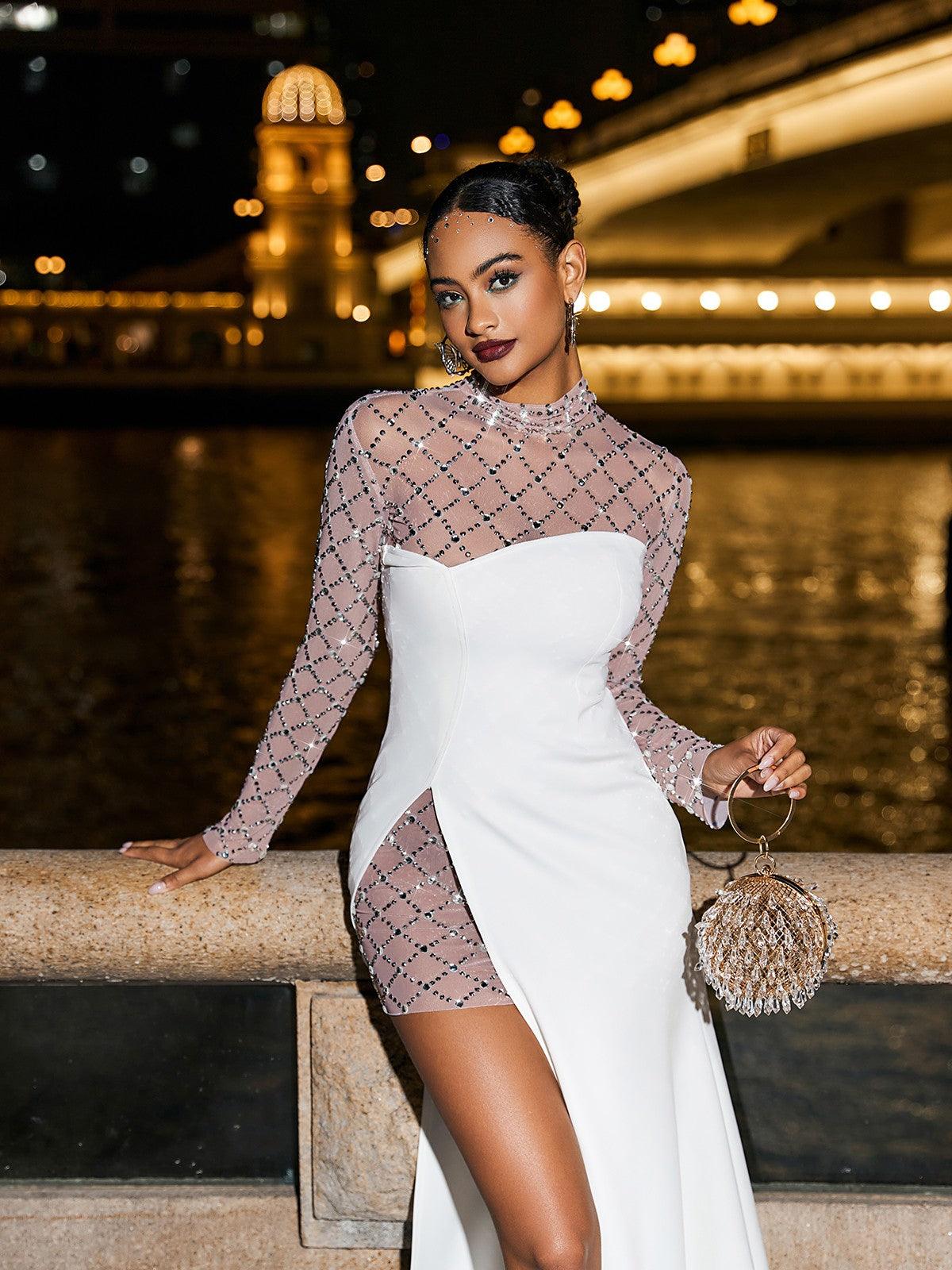 Net Rhinestone Mesh Dress