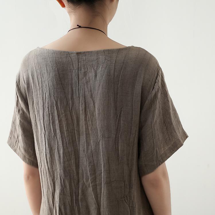 French Casual Short Sleeve Dress Nude O-Neck Dresses Summer