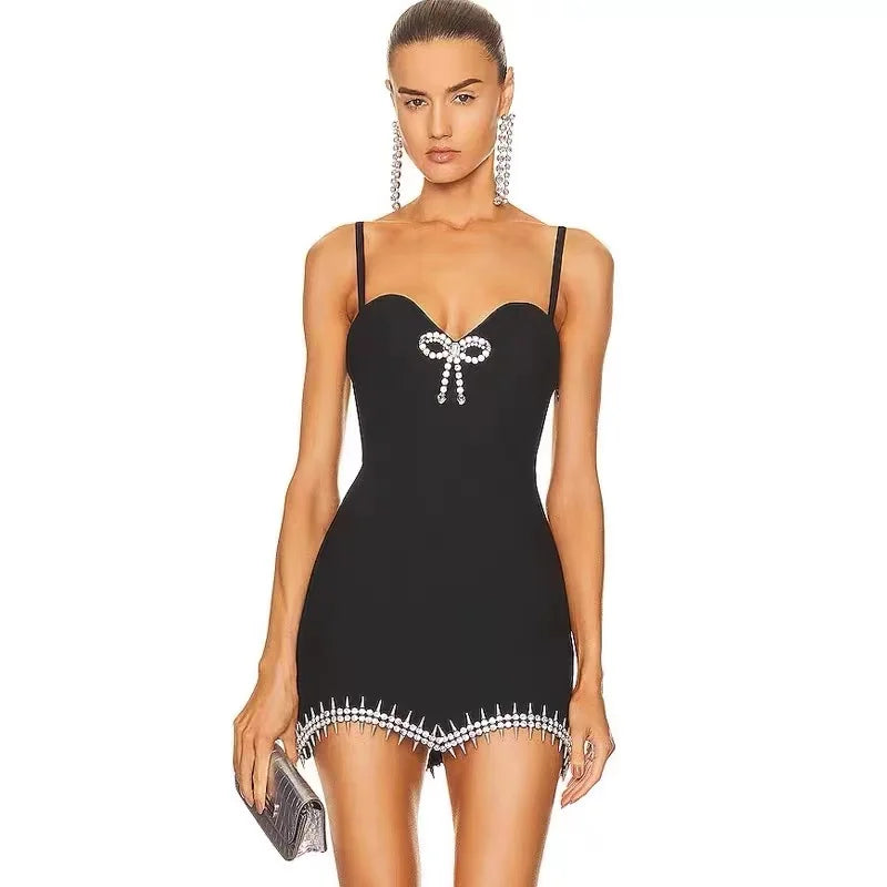 Solid Color Mini Backless Party Dress Black / Xs Partydress-241208