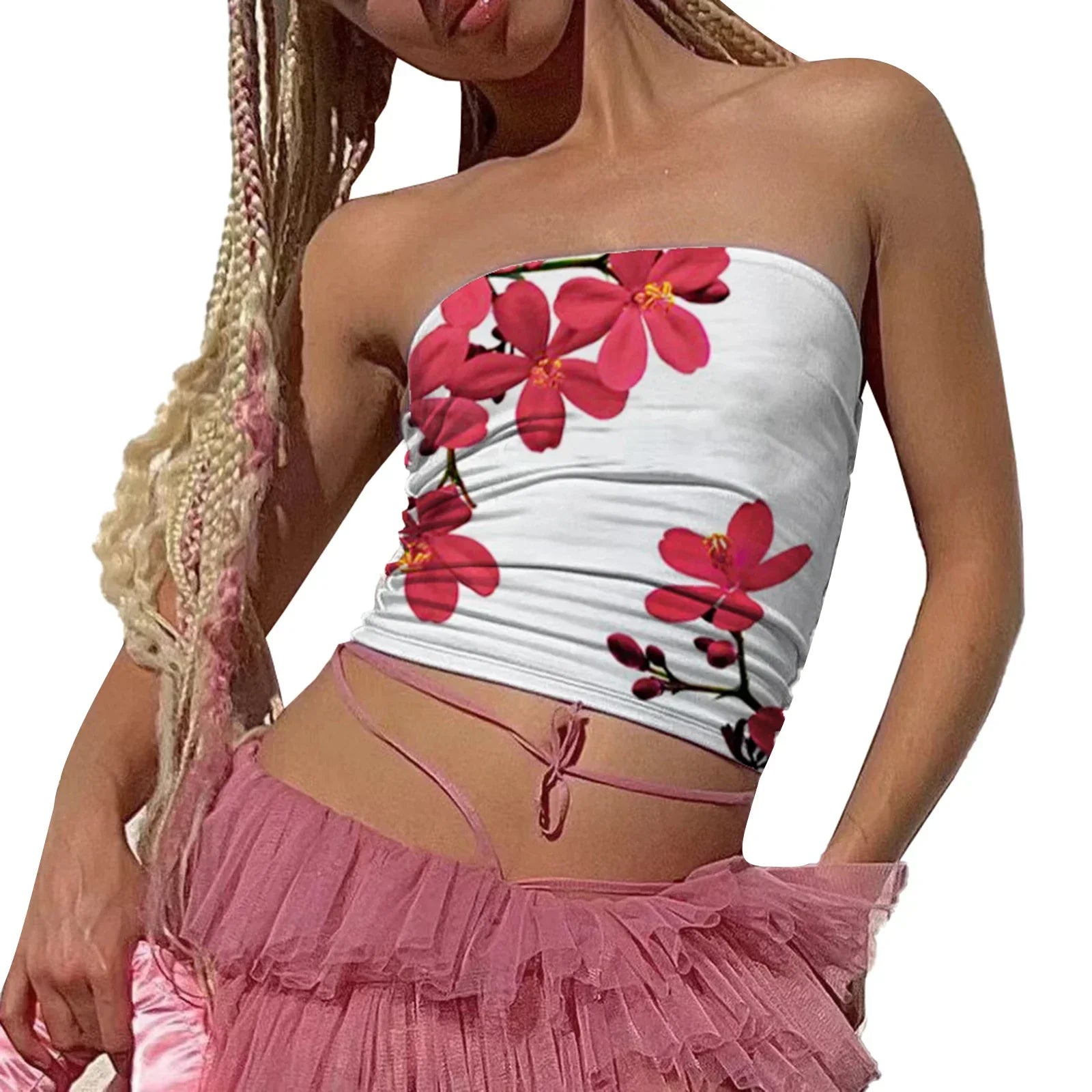 Vintage Strapless Slim Crop Top