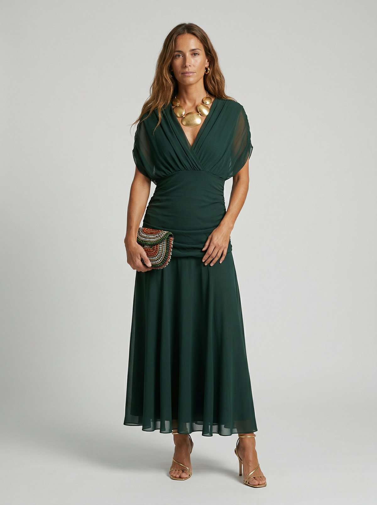 Off-Shoulder Twist Front Floral Print Ruched A-Line Maxi Dress 15