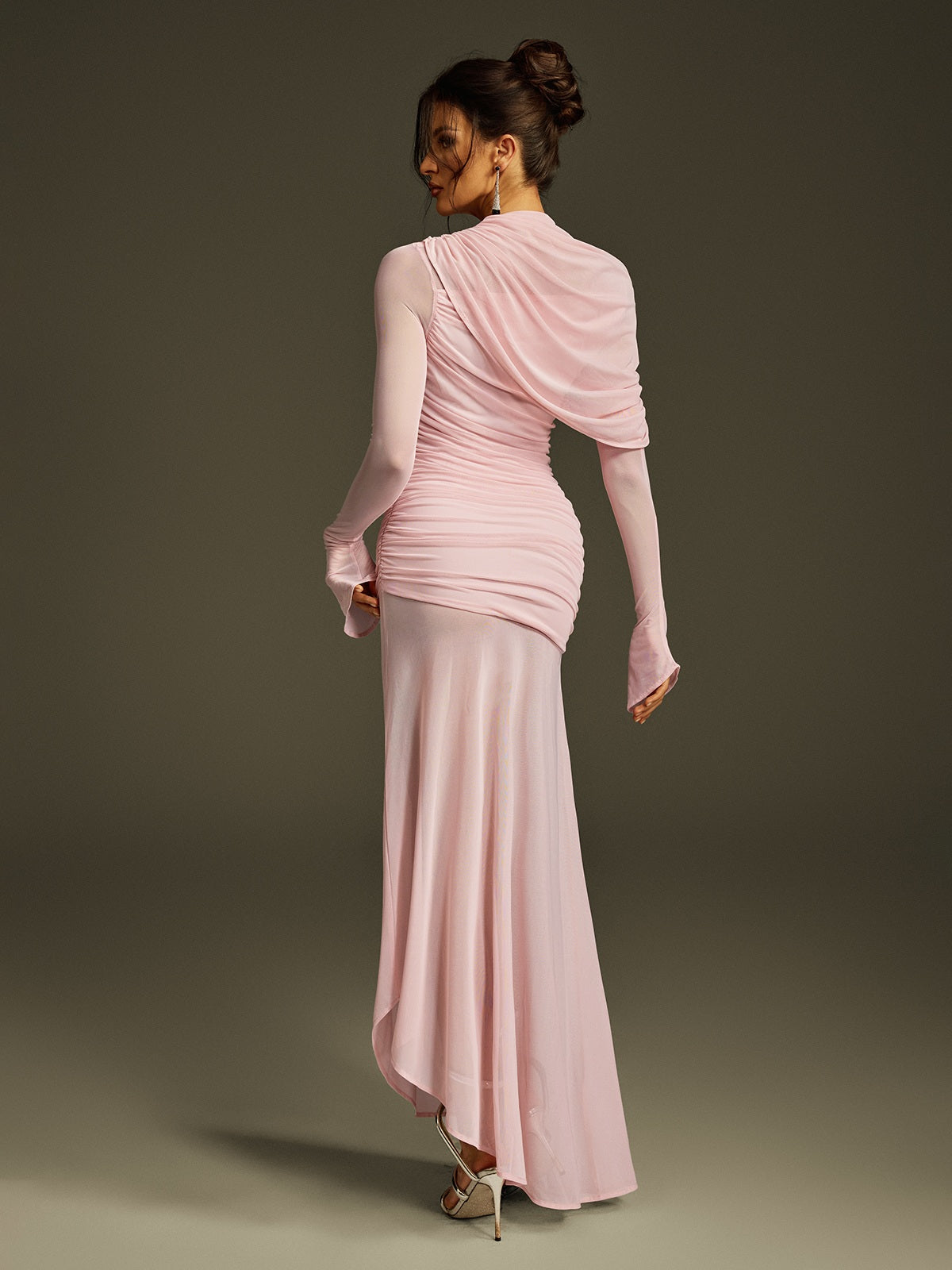 Long Sleeve Mesh Maxi Dress