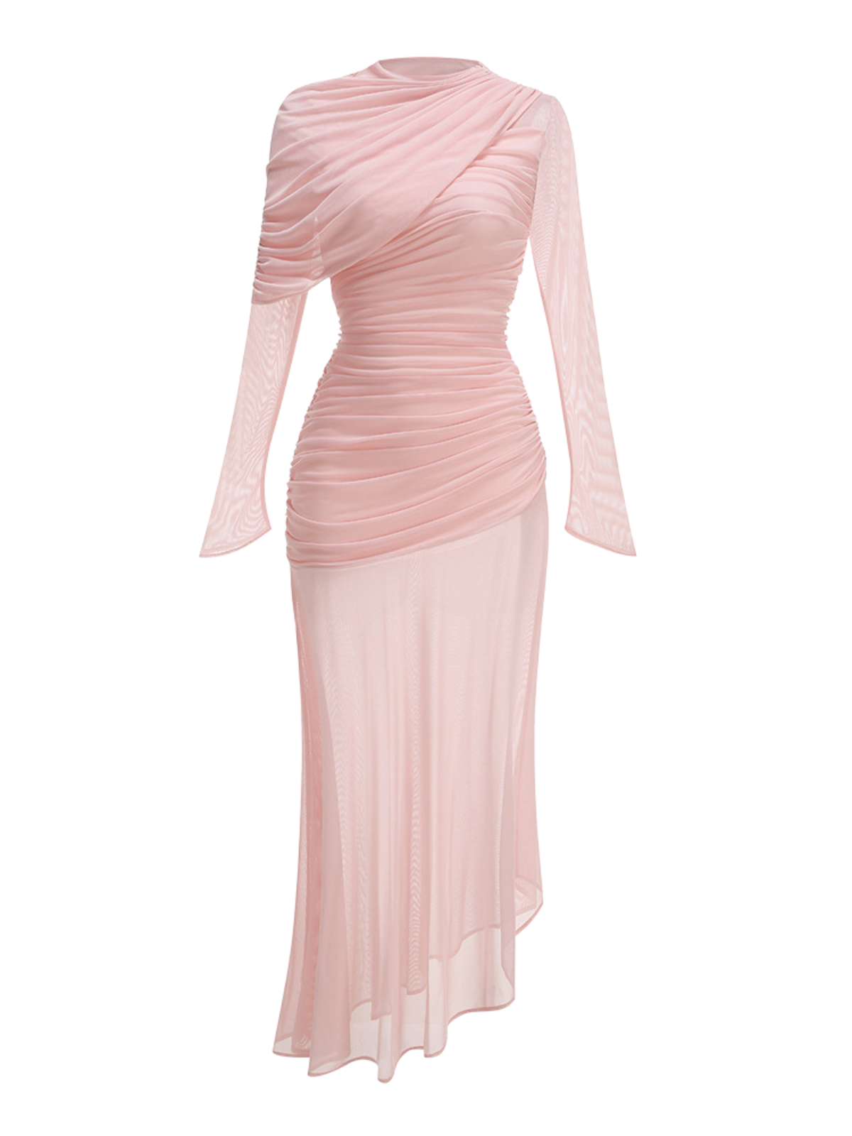 Long Sleeve Mesh Maxi Dress