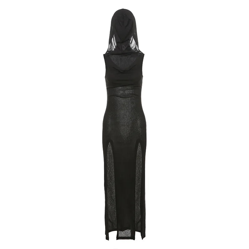 Elegant Gothic  Slash Neck Long Sleeve Off Shoulder Summer French Chic Split Slim Stretch Ruffles Dress