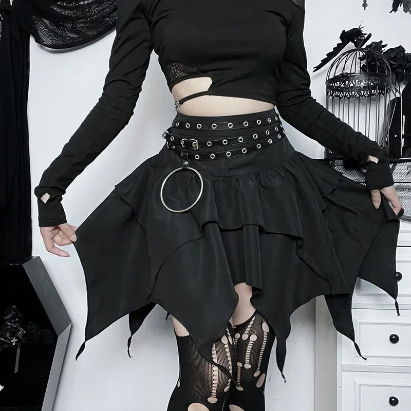 Irregular Sexy Solid Color Drawstring TieUp Ruched Ruffles Mini Skirt