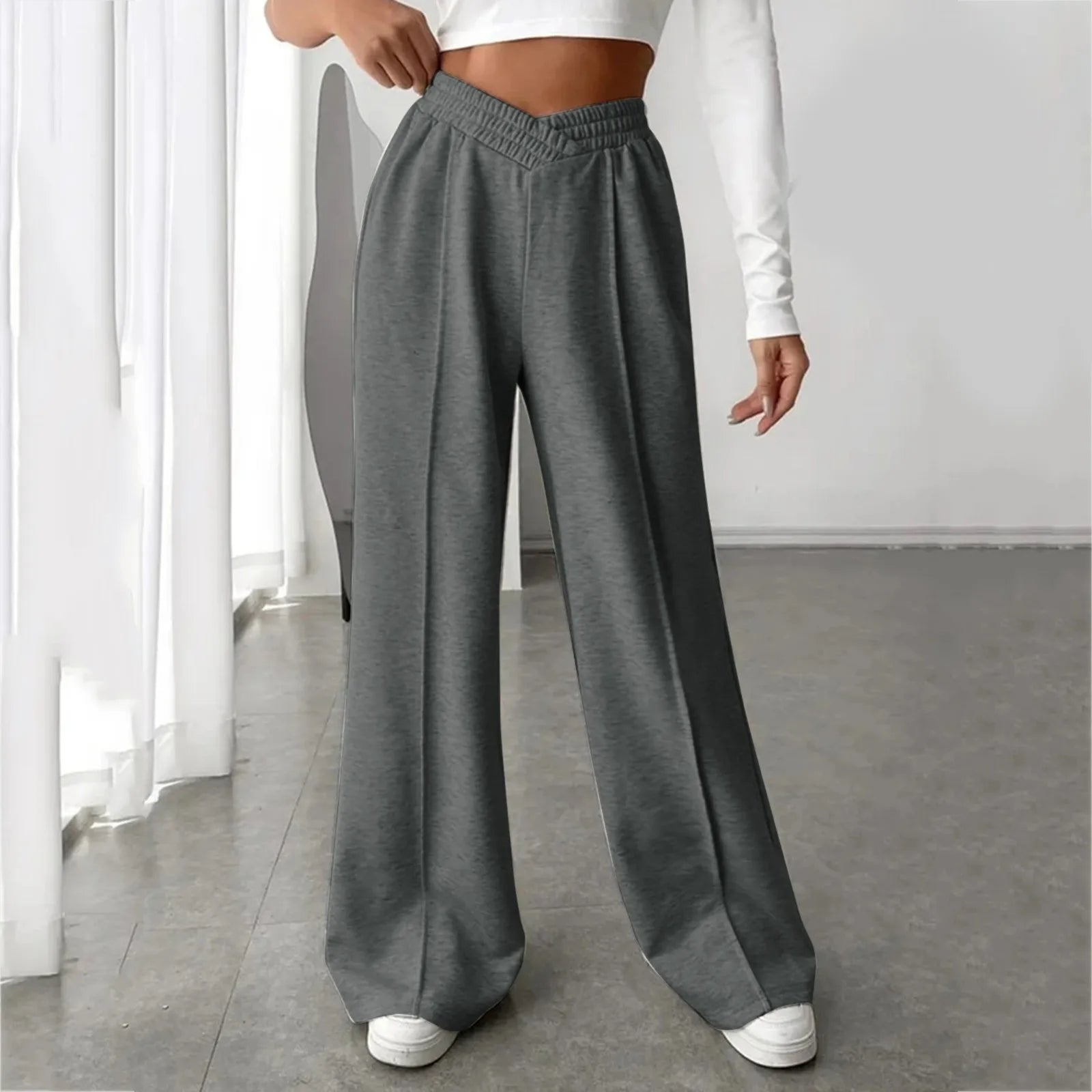 VShaper Elastic Wide Leg Stylish Gray Jogging Leisure Sweatpants