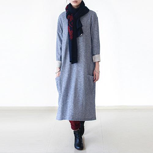 Gray cotton dress long maxi dresses gown
