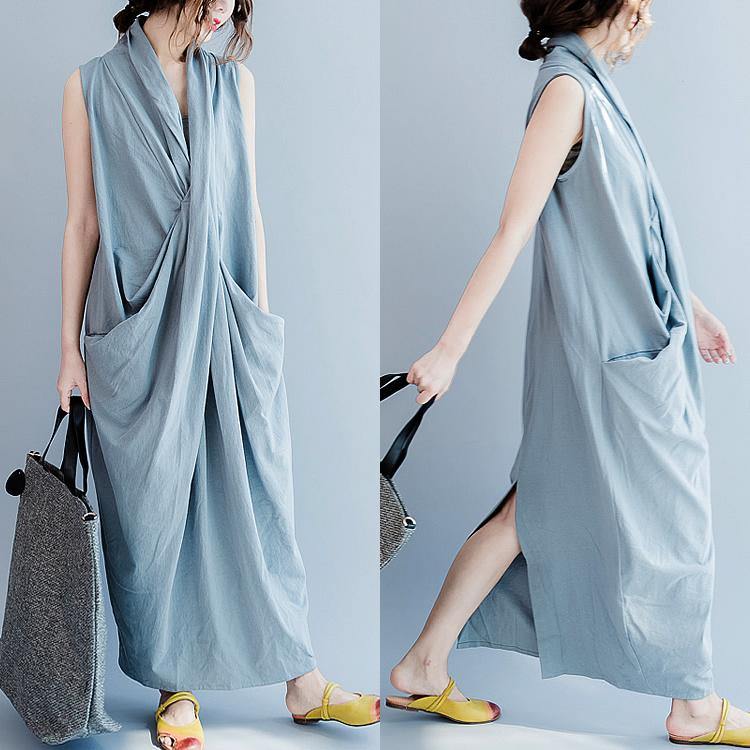 Gray cross bust cotton summer dresses oversize long maxi dress gown caual traveling dress