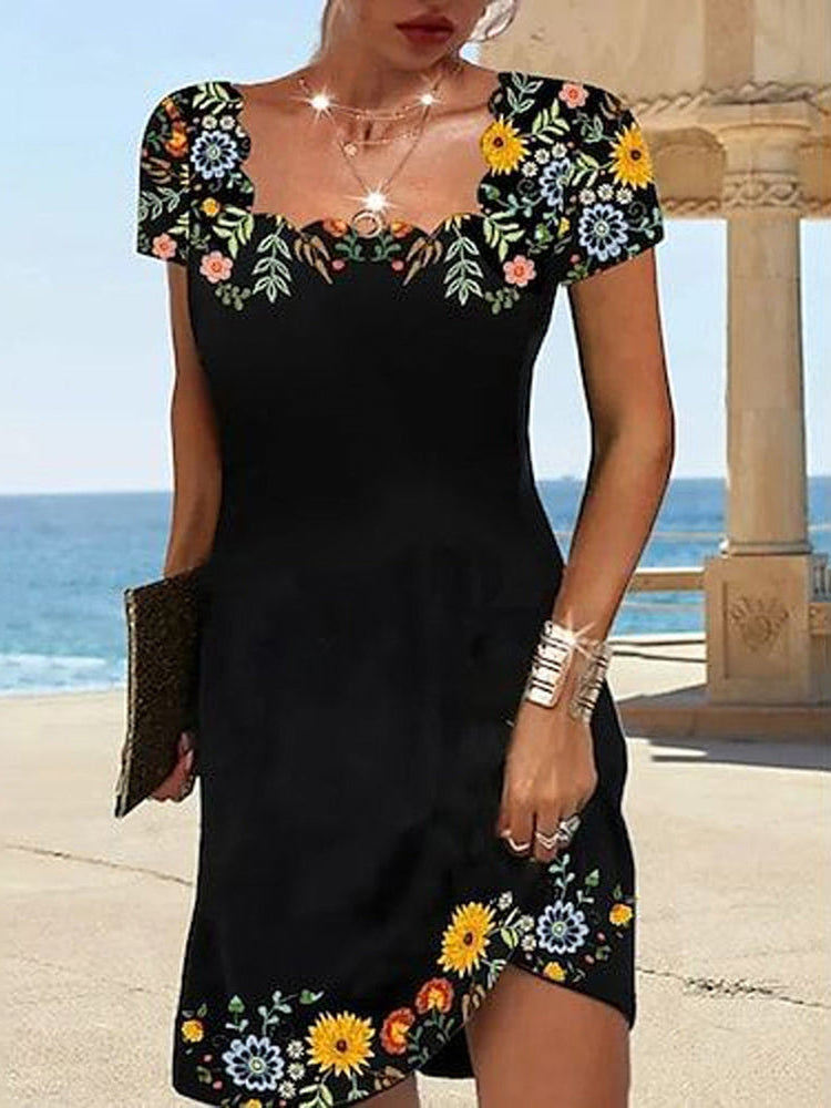 Groovy Short Sleeve Multicolor Mini Dress