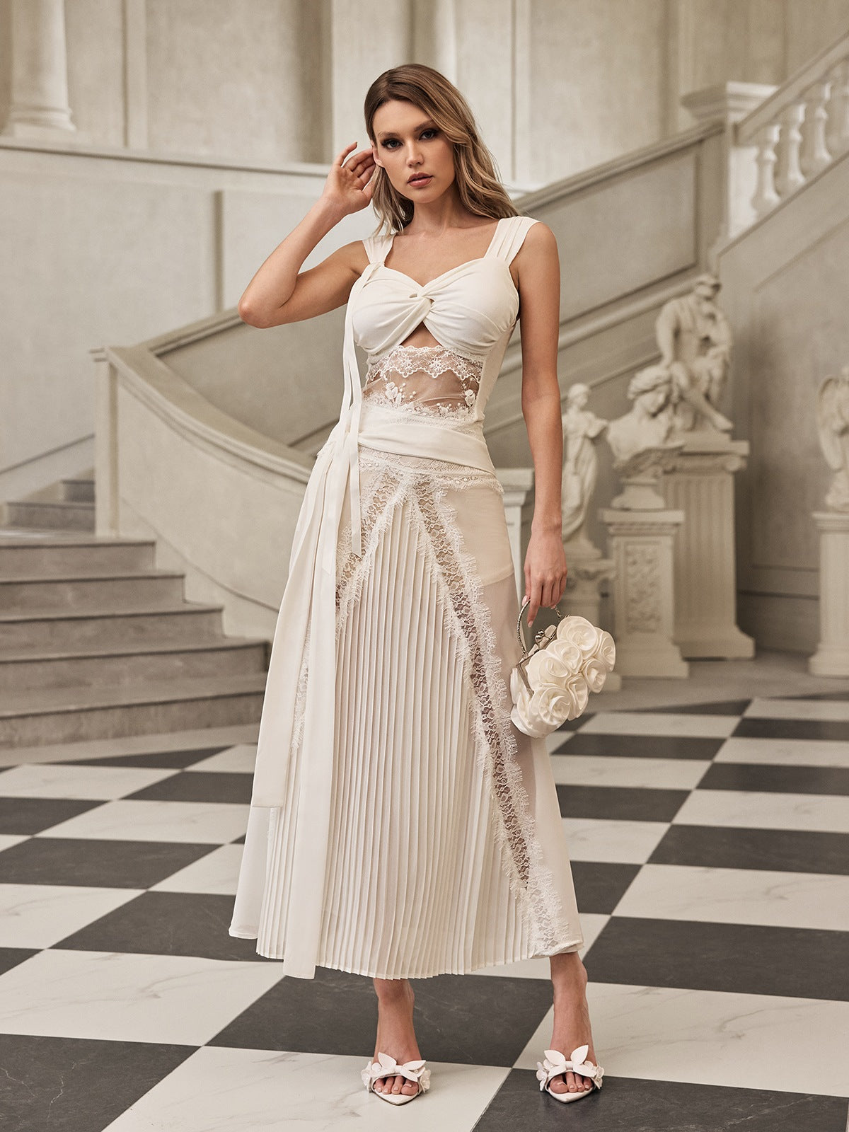 Lace Pleat Skirt Set
