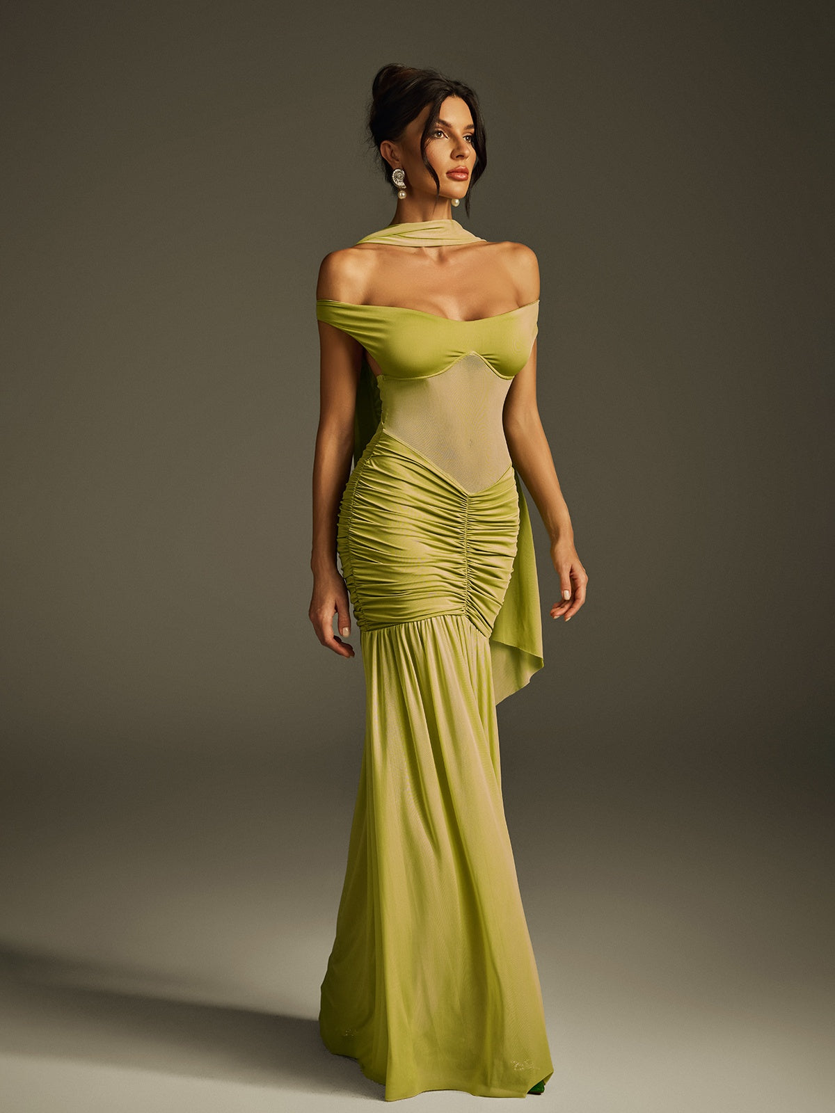 Halterneck Ruched Maxi Dress