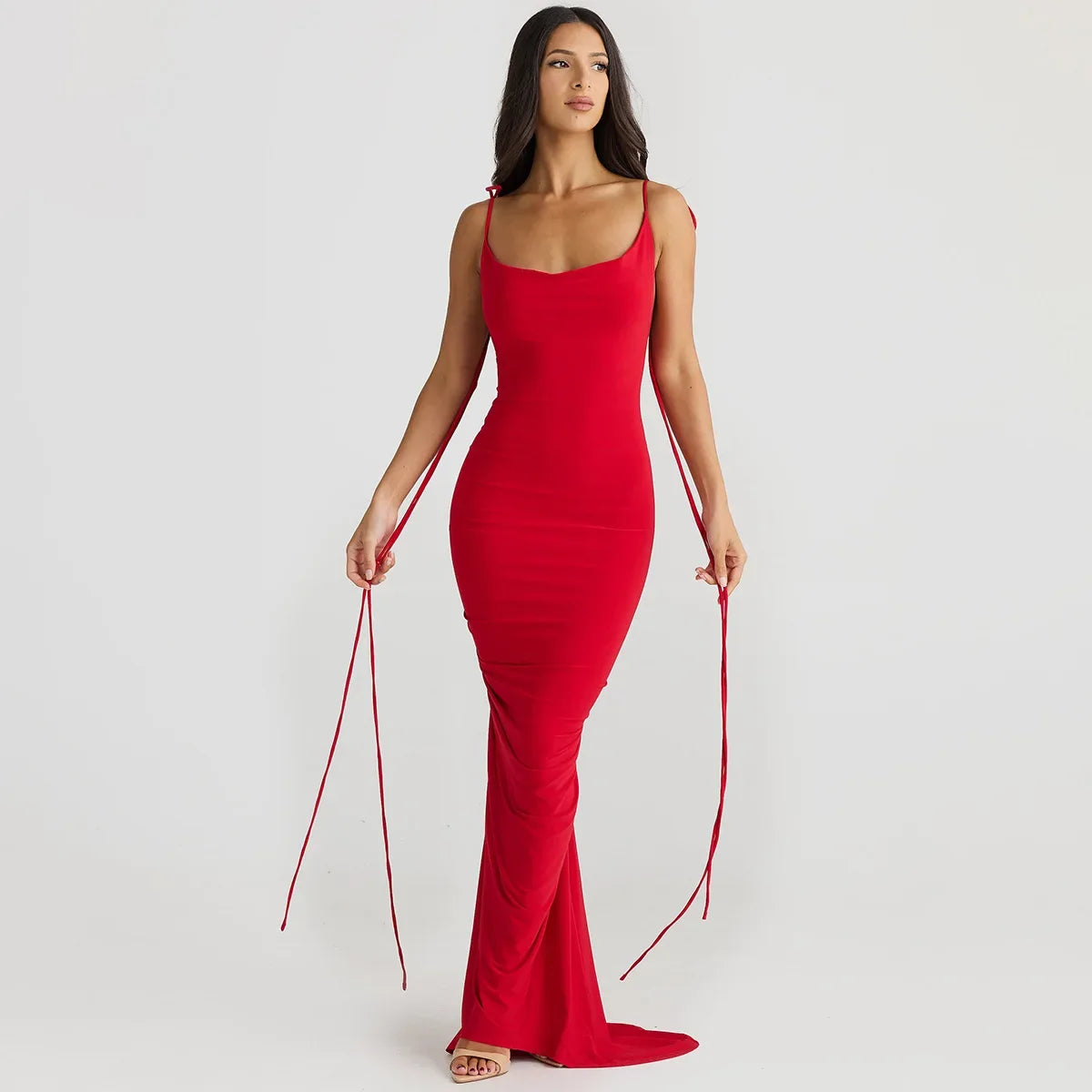 Sexy Floral-applique Backless Elegant Maxi Party Dress