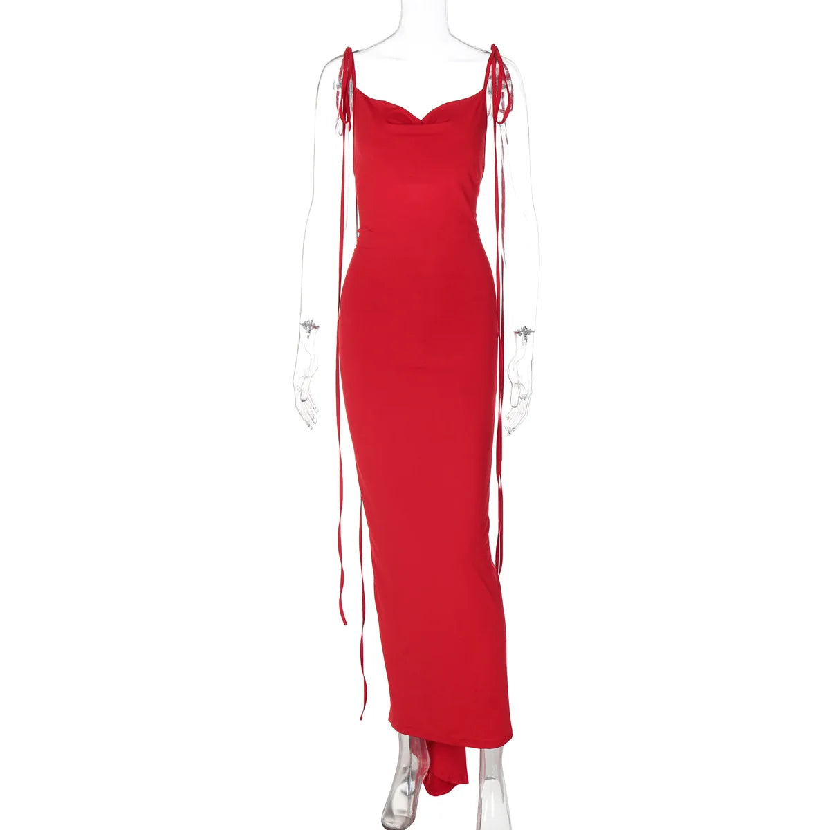 Sexy Floral-Applique Backless Elegant Maxi Christmas Party Dress Red / S Dresses-L