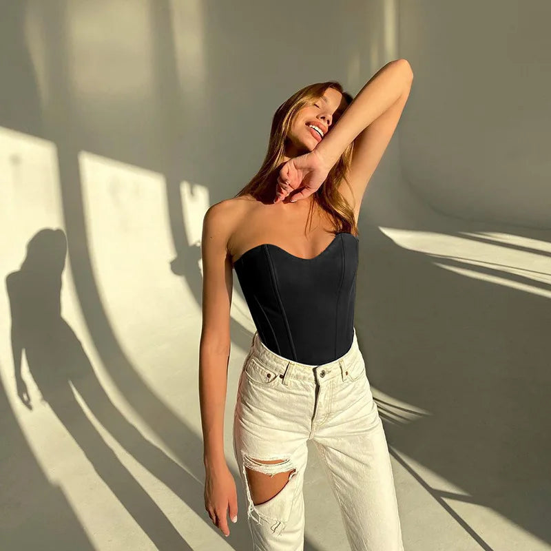 Slim Skinny Corset Cropped Strapless