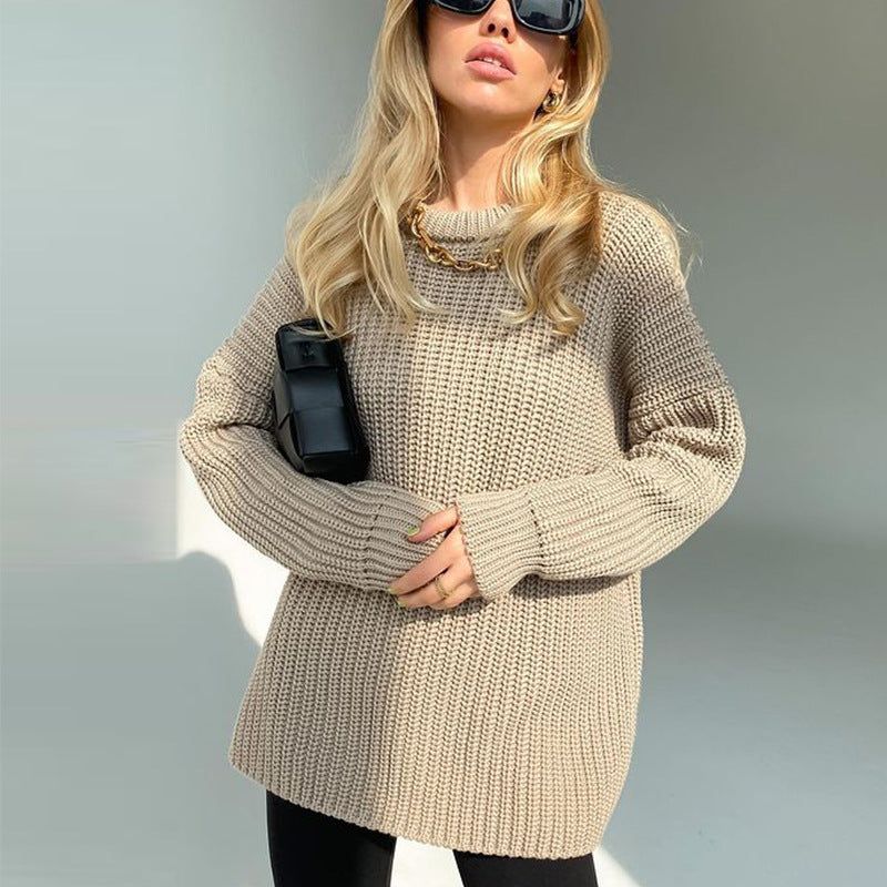 Mock Neck Chunky Ribbed Knit Oversized Sweater 9