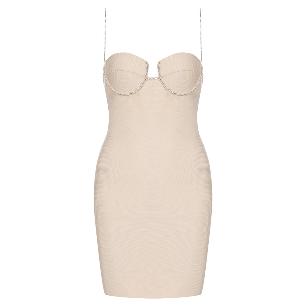Strappy Sleeveless Drill Chain Mini Bandage Dress HB7917