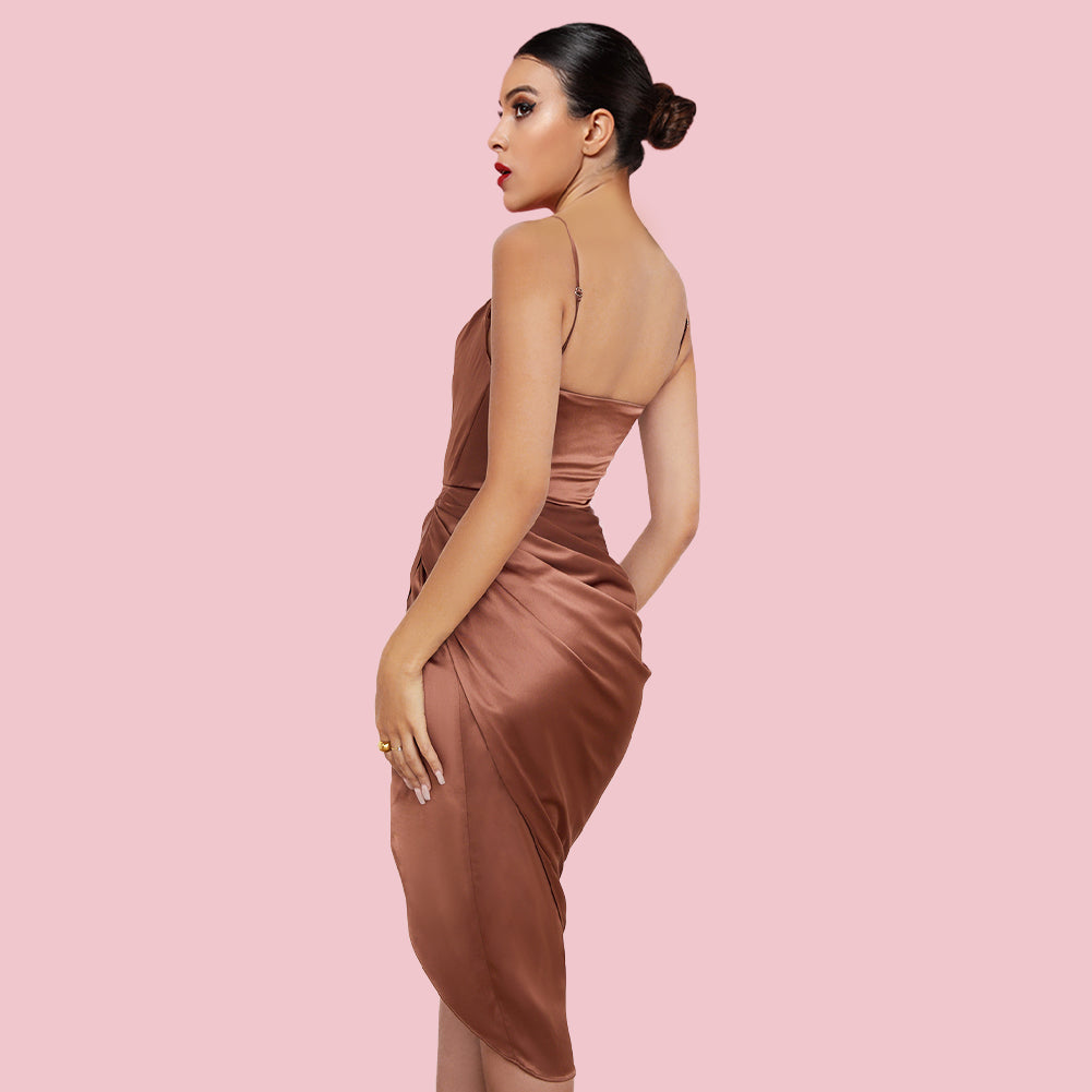 Strappy Sleeveless Frill Midi Bodycon Dress HI1250
