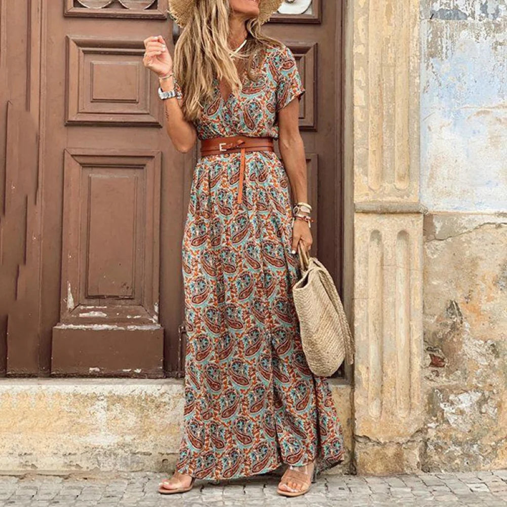 Cecilia Paisley Pattern Dress for Women Elegant Evening Look