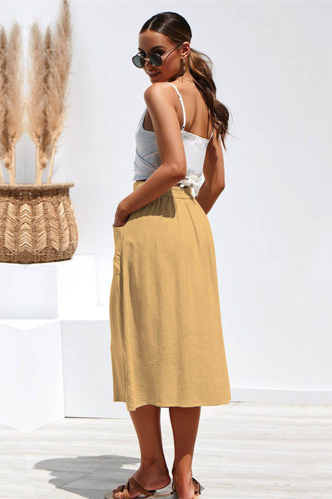 Row Button Loose Pocket Skirt