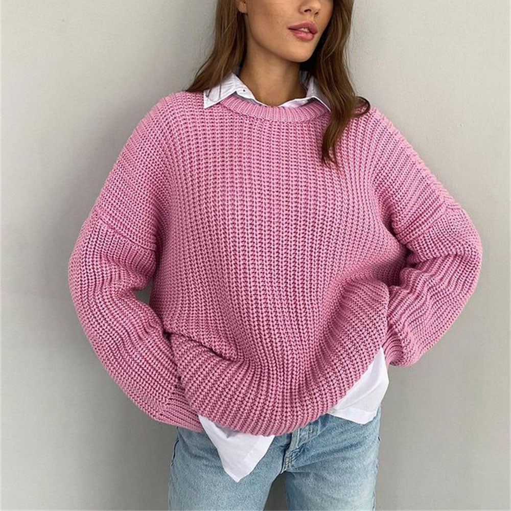 Mock Neck Chunky Ribbed Knit Long Sleeve Cropped Sweater