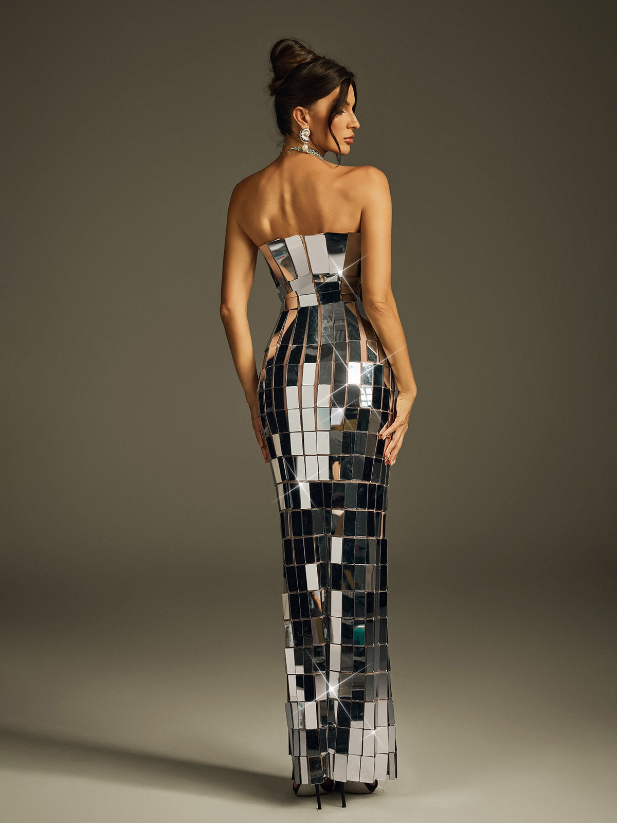 Strapless Acrylic Maxi Dress