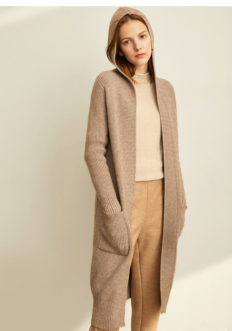 Women Fashion New Loose Hat Long Knitted Female Cardigan