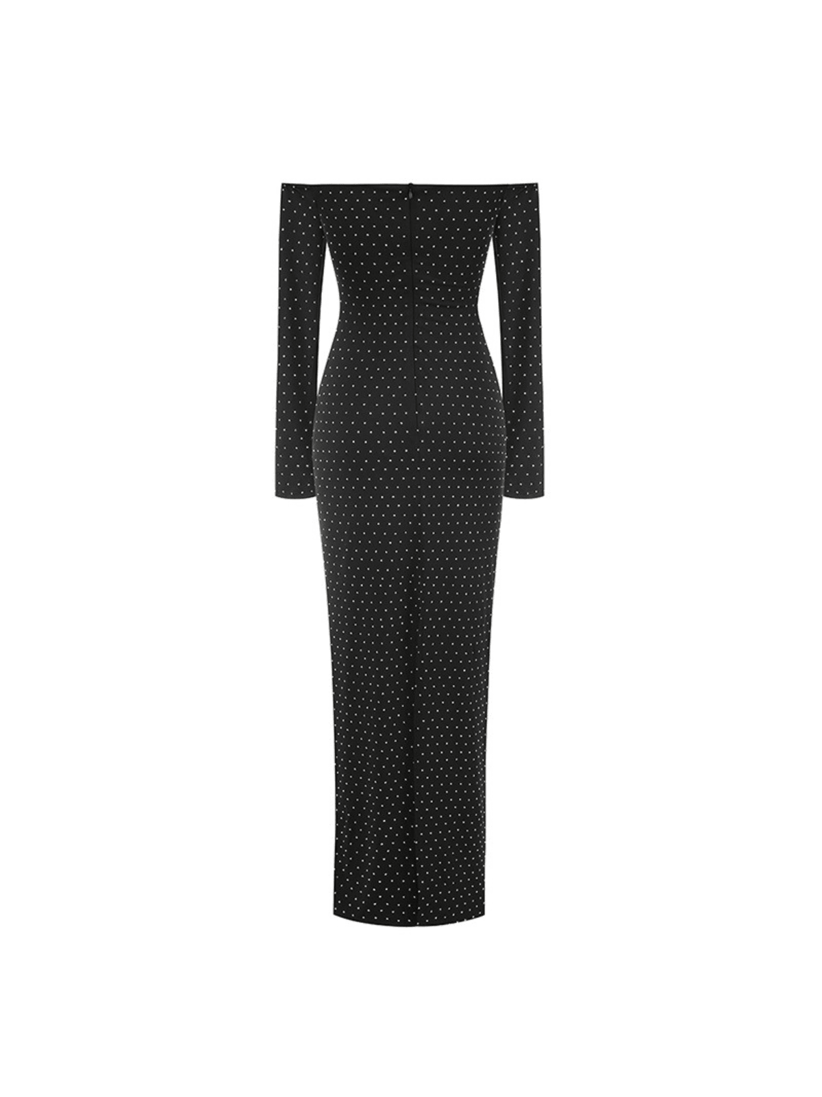 Off Shoulder Rhinestone Cutout Maxi Dress