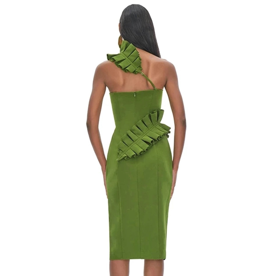 One-Shoulder Side Slits Exposed Legs Dress