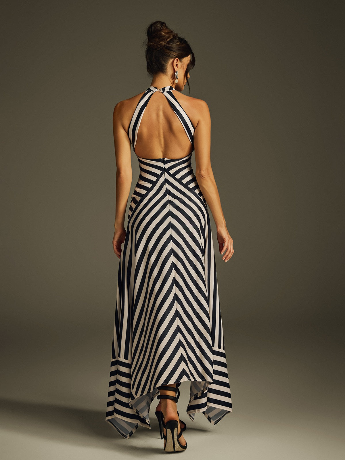 Halterneck Stripe Maxi Dress