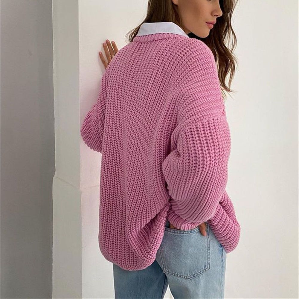 Mock Neck Chunky Ribbed Knit Long Sleeve Cropped Sweater