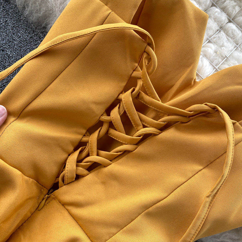Concepción Minimalist Yellow Sleeveless Cocktail Dress Designer Edit