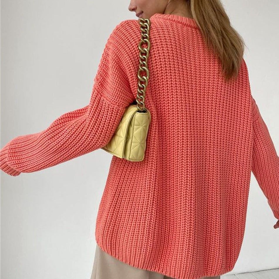 Mock Neck Chunky Ribbed Knit Long Sleeve Cropped Sweater
