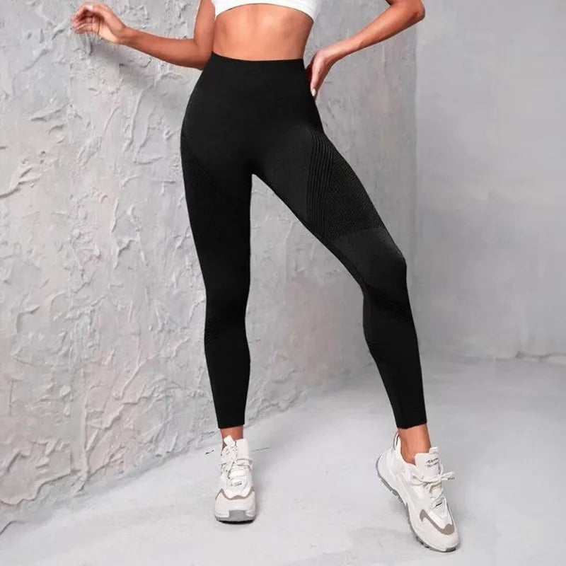 Waist Striped Mesh Fitness Outdoor Running Legging