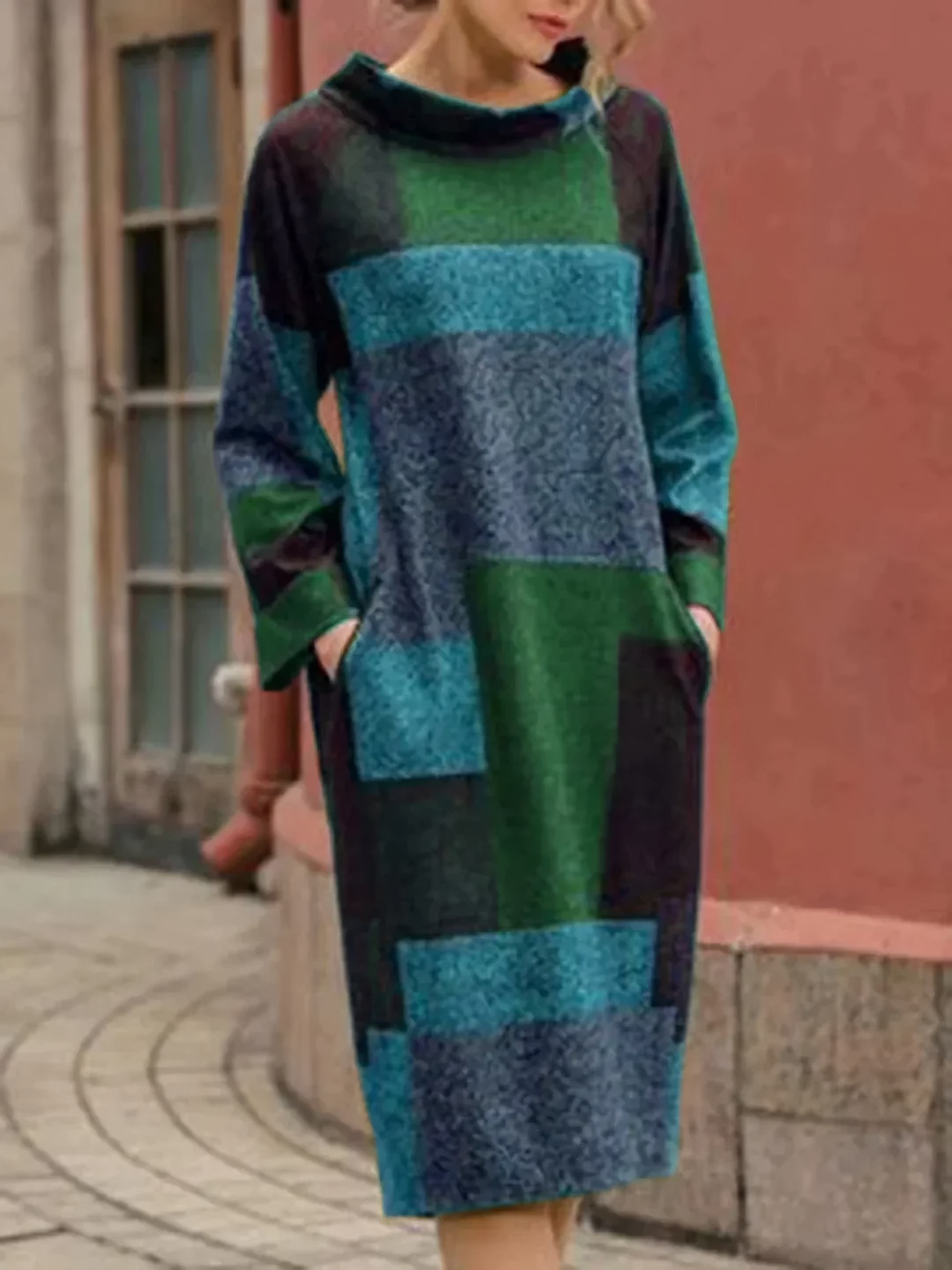 Ines Minimalist Women's Patchwork Dress Chic Silhouette Collection