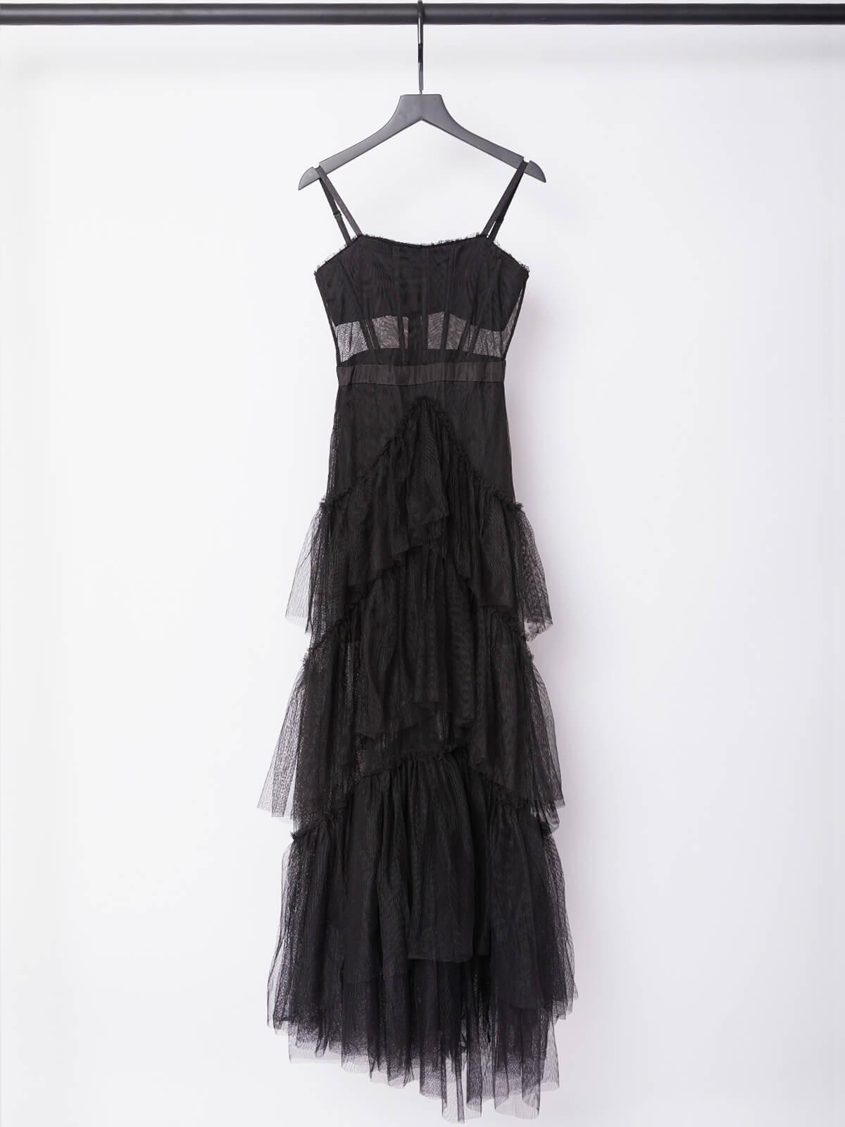 Mesh Maxi Dress In Black