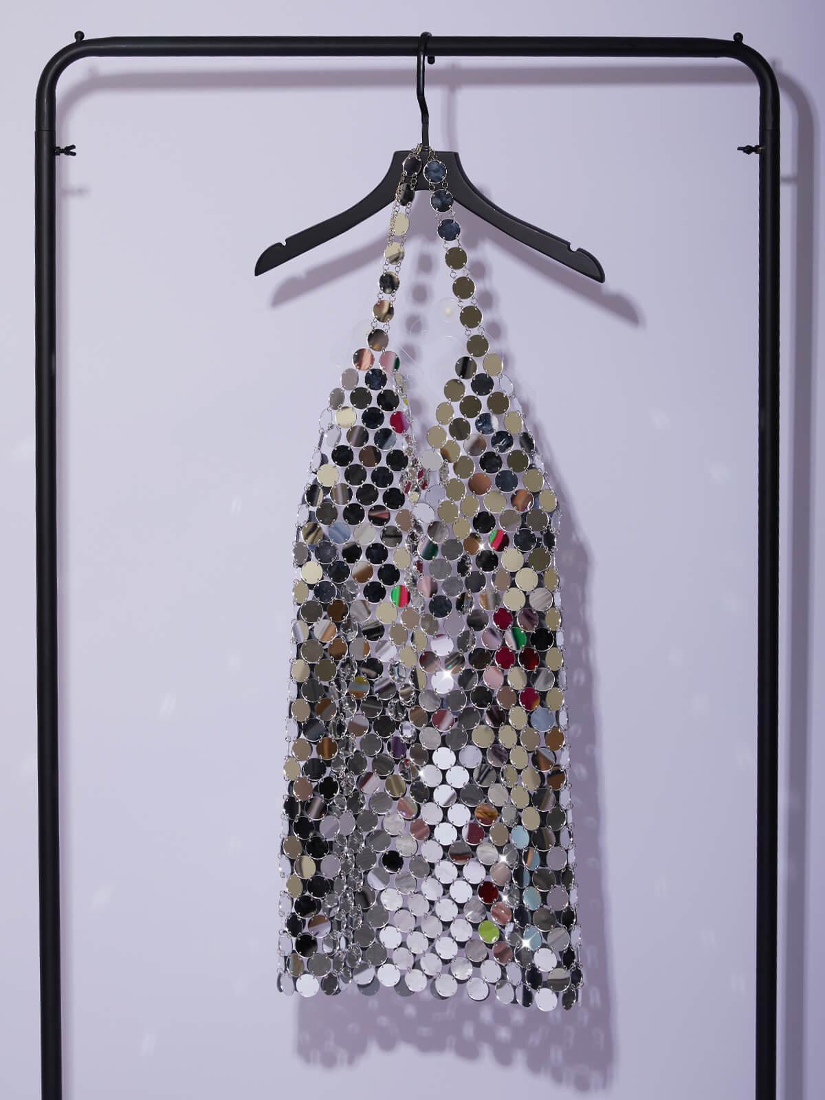 Halter Neck Sequin Disc Chainmail Backless Bodycon Mini Dress 7