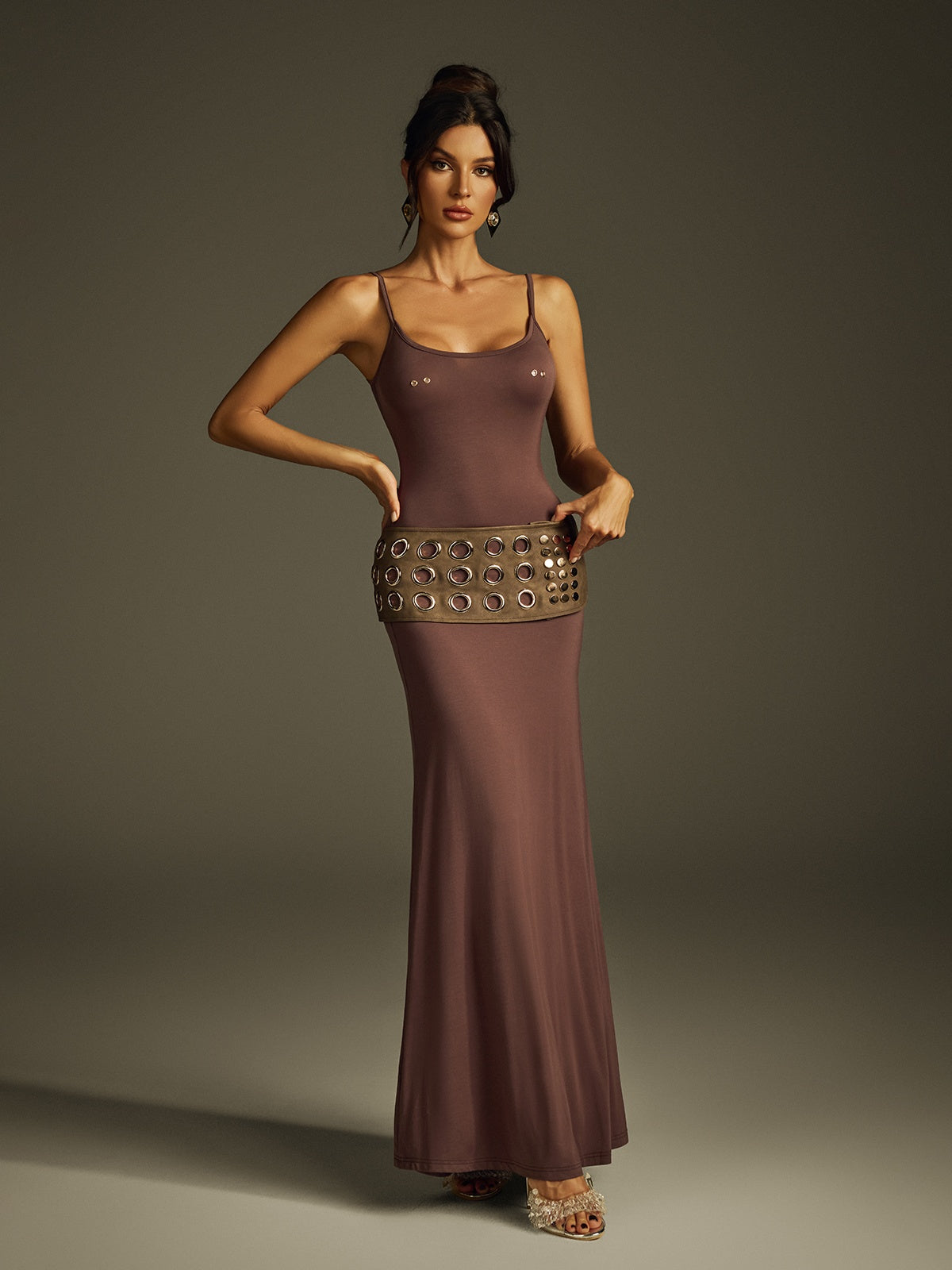 Spaghetti Maxi Dress With Belt